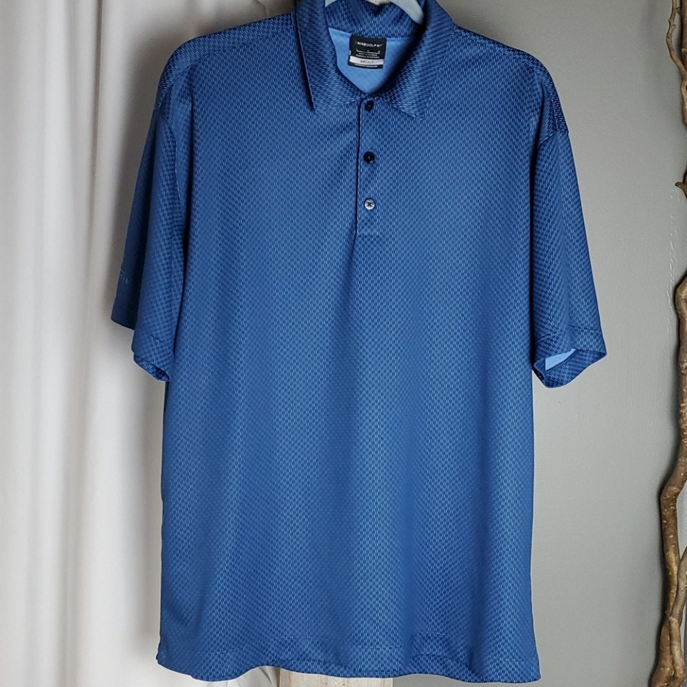 NIKE BLUE GOLF DRI-FIT SHORT SLEEVE POLO IN SIZE LARGE